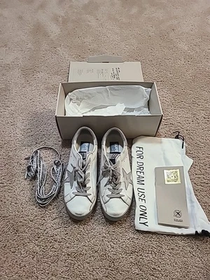 Golden Goose Superstar Classic With List Leather Star Silver Women 37 7 6.5 - Image 1 of 4