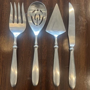 Serving Utensil Silverware Set of 4 Hampton Lg Fork Spoon Knife Spatula - Picture 1 of 15