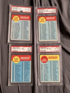 1963 Topps Baseball Checklist Lot Series 1-4 PSA 6 PSA 6.5 #79 #102 #191 #274 - Picture 1 of 6