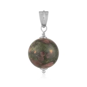 Eudialyt Anhänger 20mm Kugel Rhodiniert 4,1cm Edelstein Schmuck - Bild 1 von 1