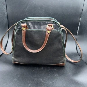 Sac à main bandoulière vintage Brahmin USA cuir noir vert et marron avec sangle - Photo 1 sur 10