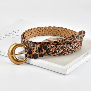 Nuevo Mujeres Hebilla Ajustado Leopardo Cintura Cinturón Duradero Cuero Adhesionado Vestido Ajustado - Imagen 1 de 11