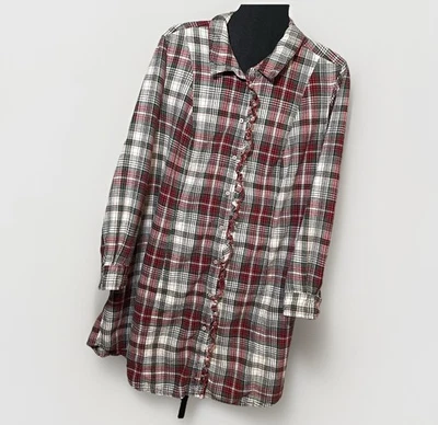 Cacique Intimates Plaid Nightgown Women Plus Size 22/24 Flannel Long Sleeve - Image 1 of 4