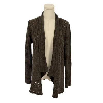 Verve Ami Women's Brown Cable Knit Open Front Cardigan Sweater Size M - Image 1 of 3