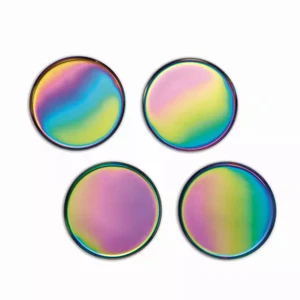 Glimmer 4-Piece Iridescent Metal Coaster Set - Picture 1 of 2