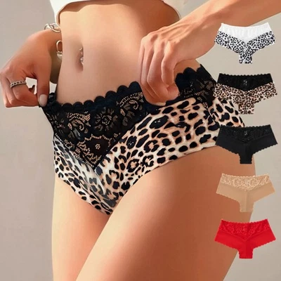 5 Pack Lot Sexy Women Lace Panties Boyshort Mini Boxer Shorts Underwear Lingerie - Image 1 of 4