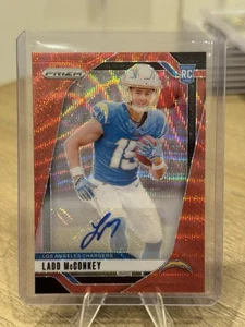 2024 Panini Prizm Football Ladd McConkey Red Wave Prizm Auto /149 #365 RARE SSP - Bild 1 von 2