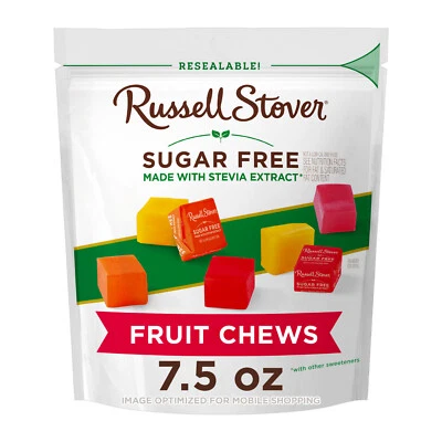 RUSSELL STOVER Sugar Free Fruit Chews Candy, 7.5 oz. bag (35 pieces) - Image 1 of 4