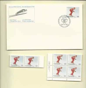 Canada 1980 Olympic Scott# 848, PB4 & 2 Singles Francobolli & 5 Ufficiale Di FDC - Foto 1 di 1