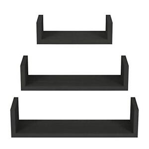  Floating Shelves Wall Mounted, Solid Wood Wall Shelves, Black 2.weathered Black