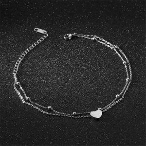 CATENA PIEDI CUORE ARGENTO CATENA ACCIAIO INOX PIEDE GIOIELLI SFERA CUORE CATENA PIEDI - Foto 1 di 4