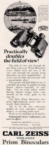 1924 Zeiss Prism Binoculars: Practically Doubles Field of View Vintage Print Ad - Picture 1 of 1