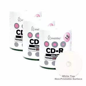 300 Smartbuy CD-R 52X 700MB/80Min disco di registrazione multimediale bianco superiore vuoto - Foto 1 di 4