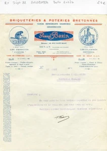 Dépt 22&35 Dinan Rue St Marc Belle Entête Briqueteries Poteries Bretonnes - 1934 - Picture 1 of 1