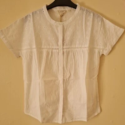 FAT FACE Paulina Broderie Blouse Top. Ivory. Size UK 14. RRP £39.50