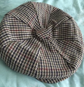 Tweed Houndstooth Bakers Boy / Traditional Flat cap VGC 60cm Countryside classic - Picture 1 of 6