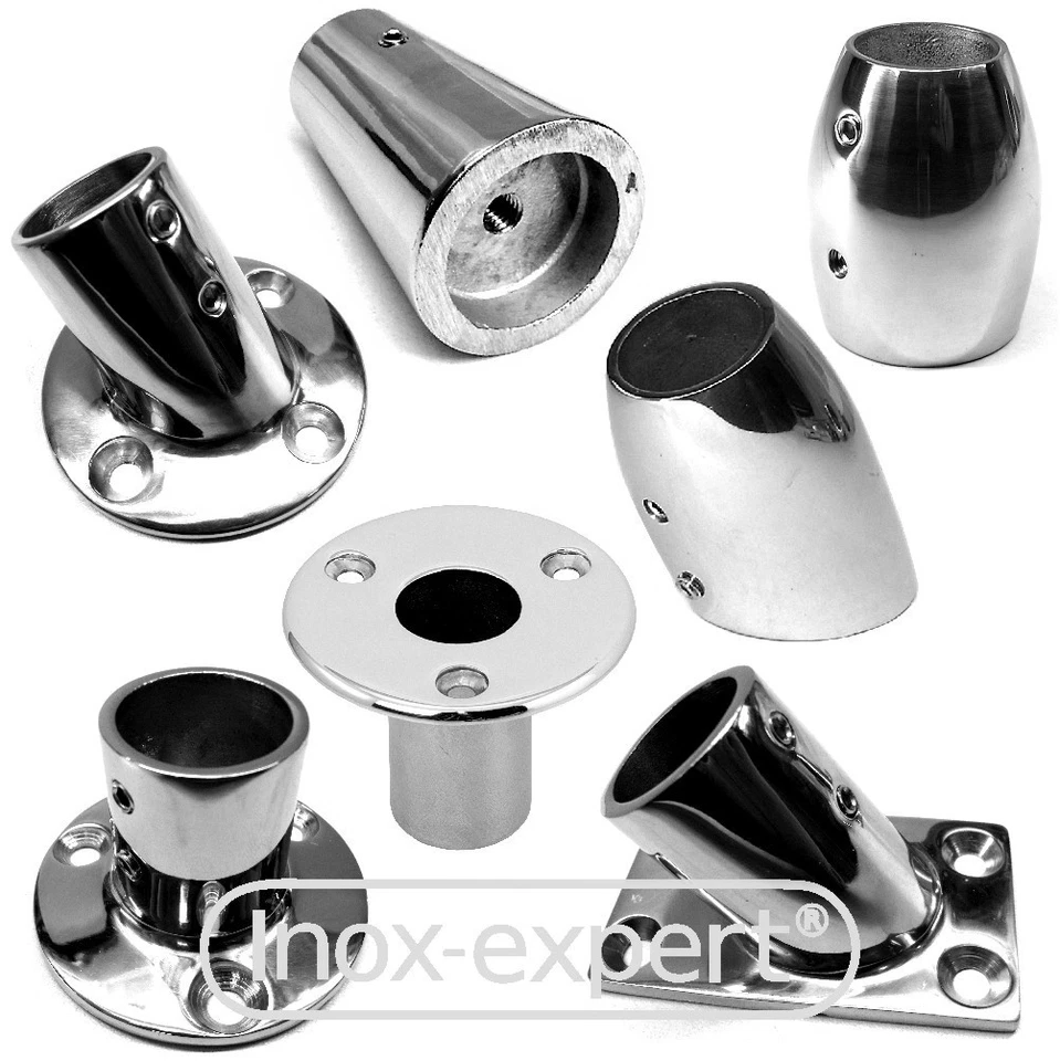 INOX-EXPERT Rohrfuß Reling-Fuss Edelstahl V4A Rostfrei Rohr-Halterung Rohr Montagefuss Niro