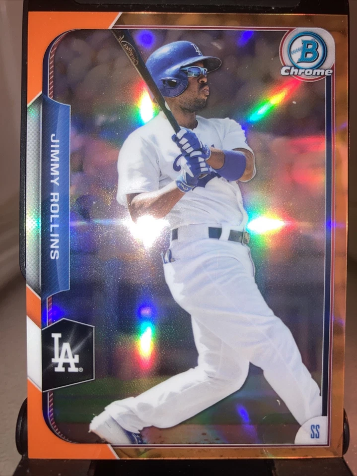 2015 BOWMAN JIMMY ROLLINS CHROME #/25 ORANGE REFRACTOR - Image 1 of 4