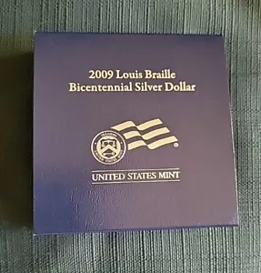 2009 Louis Braille Bicentennial Proof Silver $1 w/ Original Box & COA - Picture 1 of 5