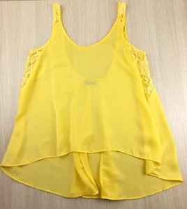 Women's Singlet Size 12 BARDOT Tank Top with Lace Inserts Hi-Lo Hem Yellow - Picture 1 of 8