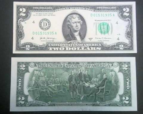 2017-A $2 Note Cleveland Federal Reserve Two Dollar Note in Protective Sleeve Cover