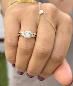 Anelli di Fidanzamento Principessa Certificati GIA Oro Giallo 14k 2,50ctw - Foto 1 di 17
