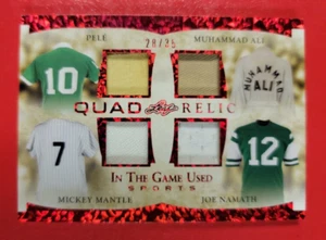MUHAMMAD ALI PELE MICKEY MANTLE Joe Namath 4 GAME USED JERSEY CARD #d28/35 - Picture 1 of 3