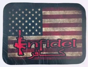 DISTRESSED INFIDEL USA BANDIERA FUORILEGGE MC BIKER CUCITO SU TOPPA IN PELLE 4 X 3 POLLICI - Foto 1 di 3