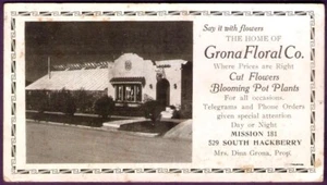 San Antonio Texas Grona Floral Co Vintage Ink Blotter Flowers Pot Plants - Picture 1 of 2