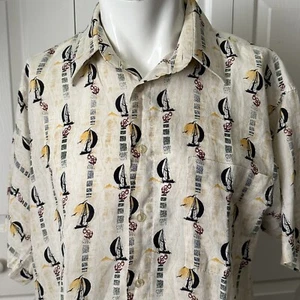Nautical Themed Men’s Shirt Size Large Bellini Collection 100% Linen - Picture 1 of 12