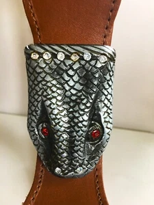 VTG JEWELED SNAKE HEAD 3" WIDE LEATHER BELT 40" LADIES SOUTHWEST MCM ADJUSTBLE - Bild 1 von 5