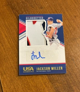 Jackson Miller 2018 USA Baseball Silhouettes Game Patch Auto #53 Reds /25 - Picture 1 of 2