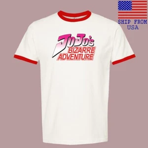 Jojo's Bizarre Adventure Cartoon Men's Ringer Red Size S-3XL - Picture 1 of 1