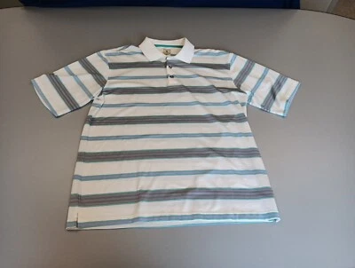 Lone Cypress Pebble Beach Golf Shirt Performance White Striped Athletic Size Lg - Image 1 of 4