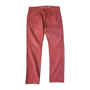 Guess Jeans Womens 32 x 32 Los Angeles Red Faded Narrow Leg Med Rise 90s Style - Picture 1 of 13