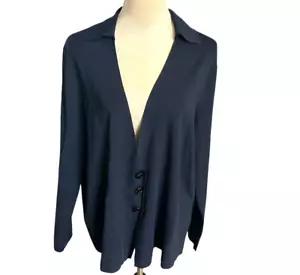 Vintage Talbots Damen marineblau Viskose Mischung Knopfleiste V-Ausschnitt Cardigan Pullover 2X - Bild 1 von 10