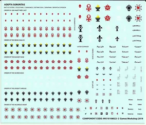ADEPTA SORORITAS Sisters of Battle Transfer / Decal Sheet 40K - Foto 1 di 1