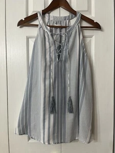 Mustard Seed Women's Large Boho Tassel Sleeveless Oversized Flowy Tank - Picture 1 of 7