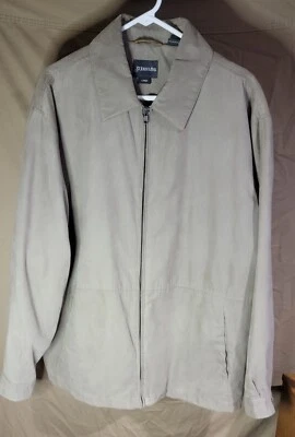 St. Johns Bay Mens Large Coat Zip Up Jacket Washable Faux Suede Light Pockets - Image 1 of 4