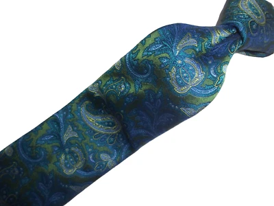 1 Corbata de Seda Tejida Paisley Verde IKE BEHAR L58" X 3.5" W Foto 1 de 4
