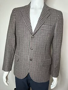BRUNELLO CUCINELLI Burgundy CHECKER Plaid Wool 2 Button Blazer Size 46 Jacket - Picture 1 of 18