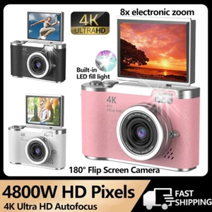 Cámara Digital Compacta 4K 48MP 8X Zoom Anti-vibración HD 2.4" Pantalla LCD 180° Abatible - Imagen 1 de 29