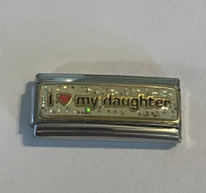I Love My Daughter - With Sparkle - Double Link 9mm Italian Charm For Bracelet - Picture 1 of 5