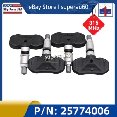 (4) Sensor de presión de neumáticos TPMS 315 MHz para Cadillac SRX CTS 2004 2005 2006 base EE. UU. Foto 1 de 4