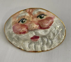 Hand painted ceramic Hair Barrette clip made in France Santa Clause face - Picture 1 of 6