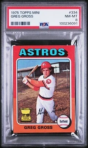 1975 Topps Mini Greg Gross #334 PSA 8 NmMt Rookie Cup - Picture 1 of 2