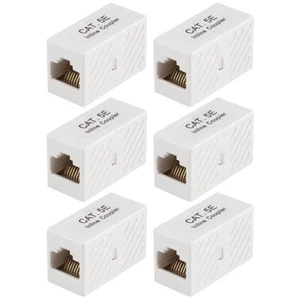 6x CAT5E RJ45 Inline Coupler Straight Network Cable Joiner Extender Cat 5e White - Picture 1 of 3