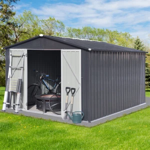 10x12FT Outdoor Storage Shed Large House Tool Shed House Heavy Duty w/Foundation - Picture 1 of 59