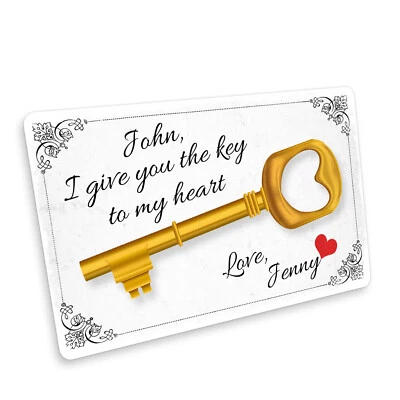 BEENANAS Personalised Key To My Heart Valentines Day Gift Him Her Anniversary Card Lock