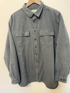 LL Bean Shirt Mens XXL Charcoal Gray Chamois Cloth 187923 Heavyweight Cotton - Picture 1 of 7